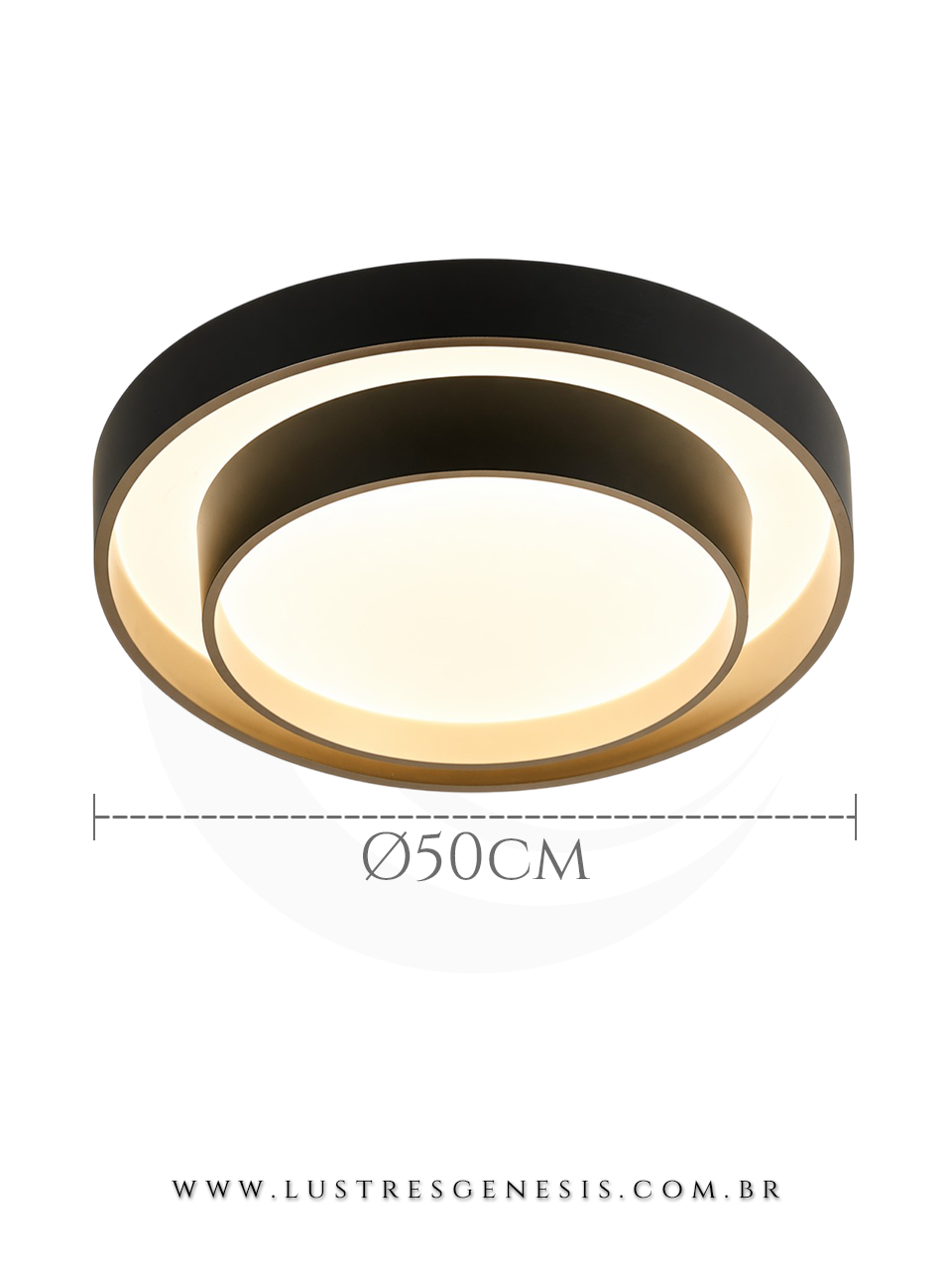 Plafon redondo Preto com LED quente, neutro e frio ideal para quartos, sala de estar, corredor, hall e escrit&oacute;rio.